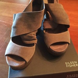 Eileen fisher grey suede sandals. Like new
